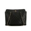 Chanel Grand Shopping handbag in black quilted leather - 360 thumbnail