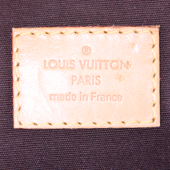 Louis Vuitton Bellevue small model handbag in burgundy monogram patent leather and natural leather - Detail D3