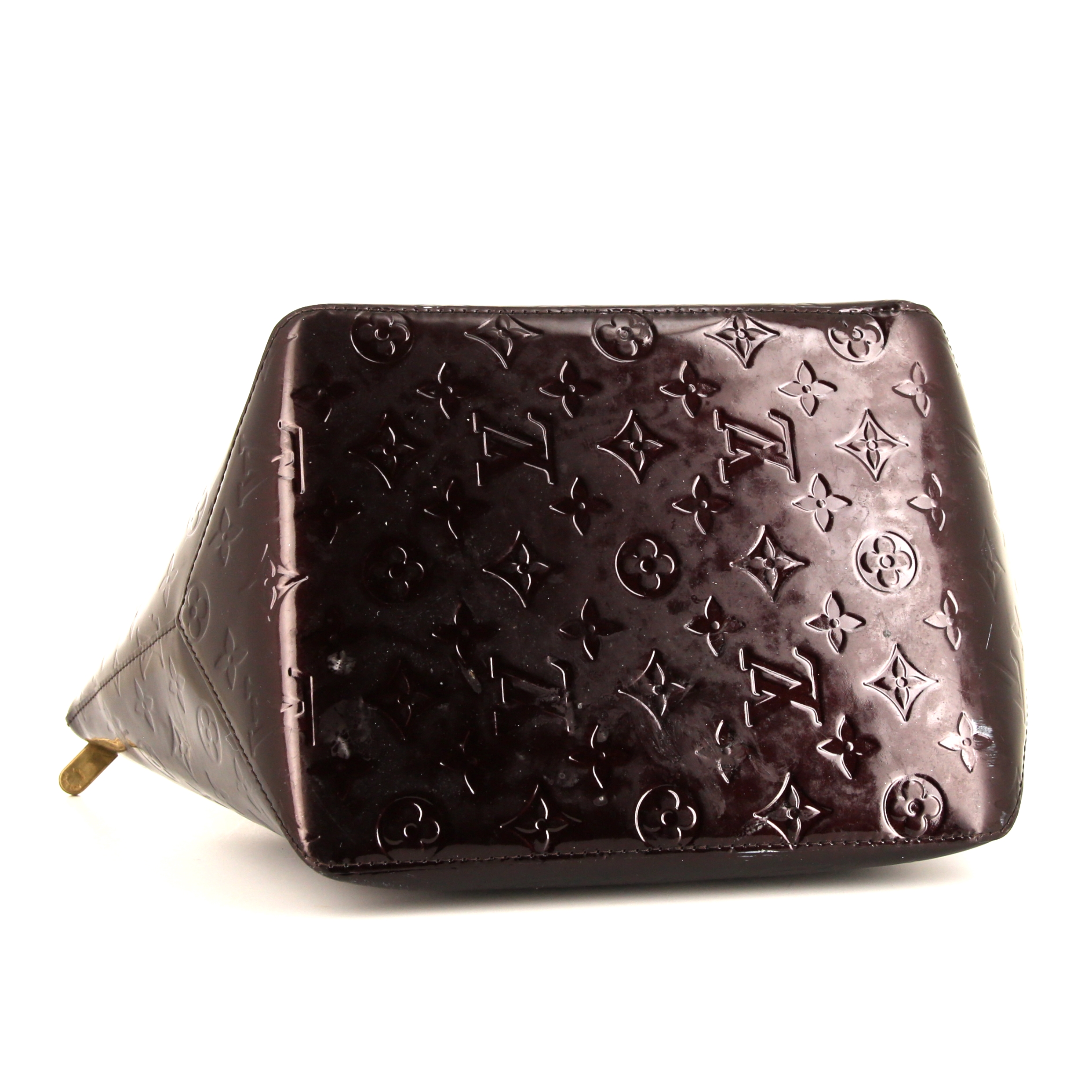 Louis Vuitton Bellevue small model handbag in burgundy monogram patent leather and natural leather - Detail D4