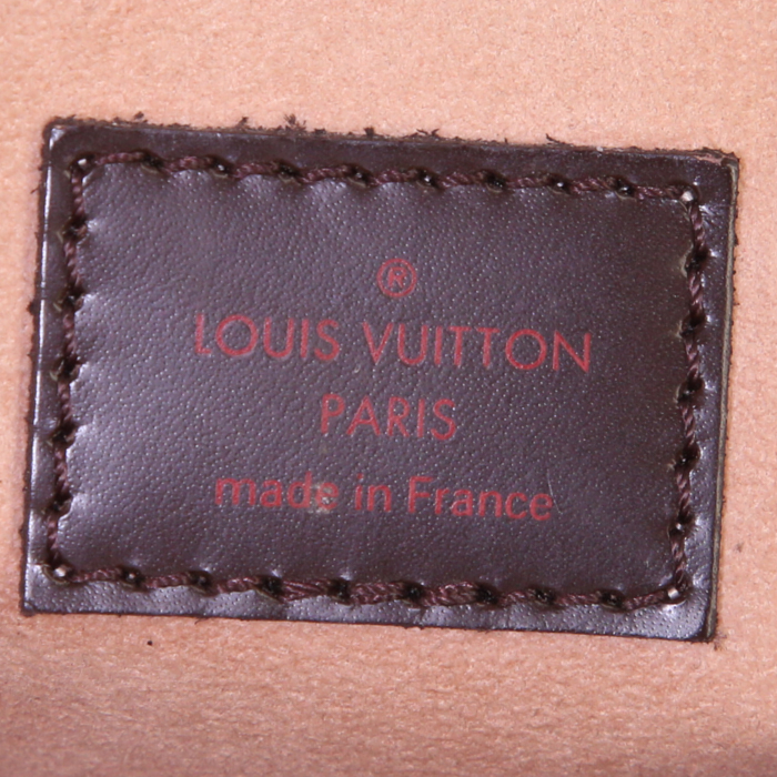 Bolso de mano Louis Vuitton Kensington en lona a cuadros revestida ébano y cuero marrón - Detail D4