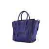 Celine Luggage Micro handbag in blue grained leather - 00pp thumbnail