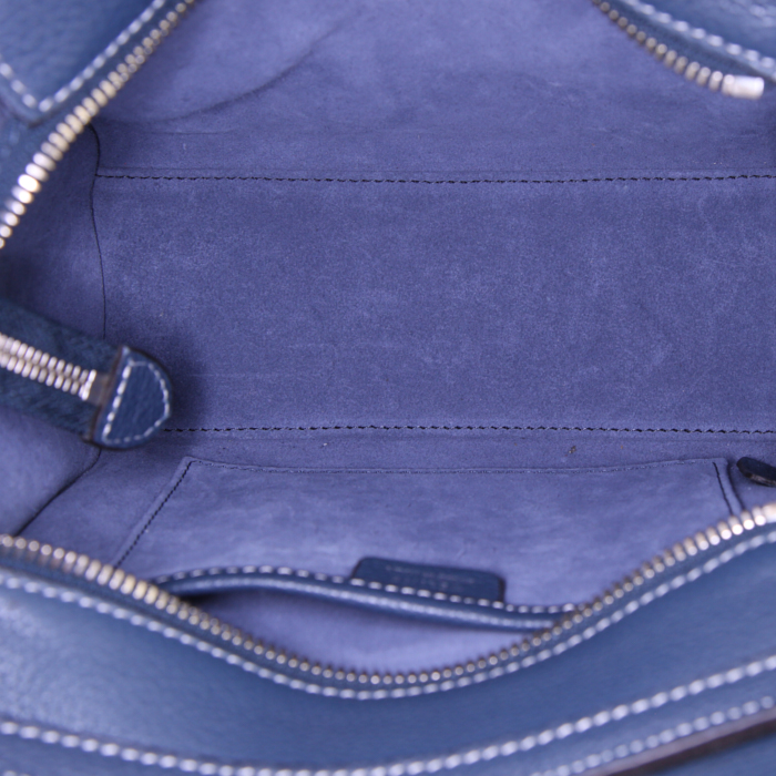 Borsa a tracolla Celine Luggage in pelle martellata blu - Detail D3