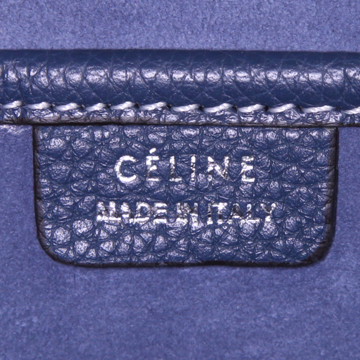 Celine Luggage shoulder bag in blue grained leather - Detail D4