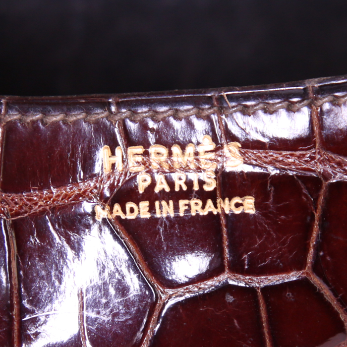 Borsa Hermes Constance in coccodrillo marrone Havana - Detail D4