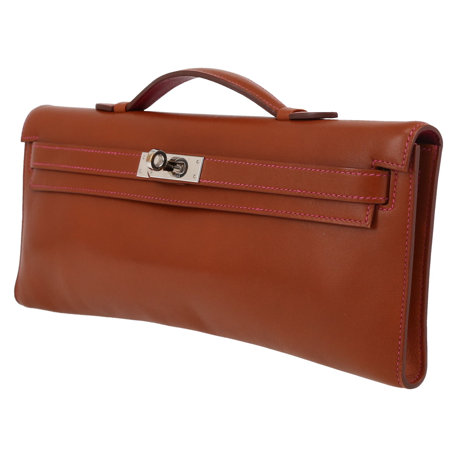 Pochette Hermès  Kelly Cut in pelle terra di Siena bruciata - Detail D3