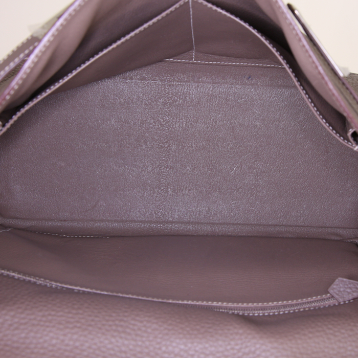 Bolso de mano Hermes Kelly 35 cm en cuero taurillon clémence marrón etoupe - Detail D3