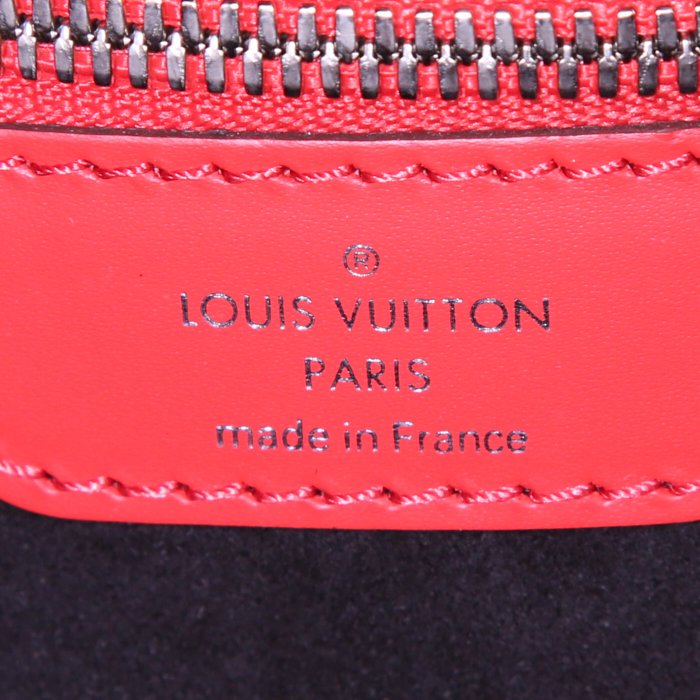Borsa weekend Louis Vuitton Keepall Editions Limitées in pelle Epi rossa e bianca - Detail D4