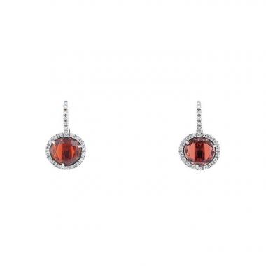 Paire de boucles d'oreilles Pomellato Colpo Di Fulmine en or blanc,  grenat et diamants
