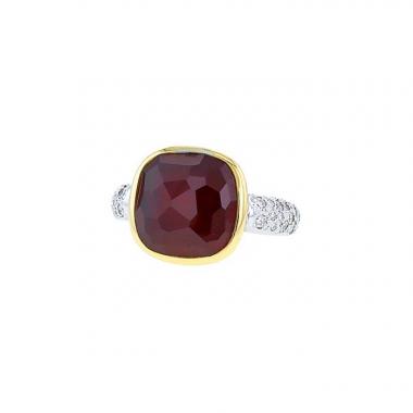 Pomellato Shéhérazade ring in 2 golds,  garnet and diamonds