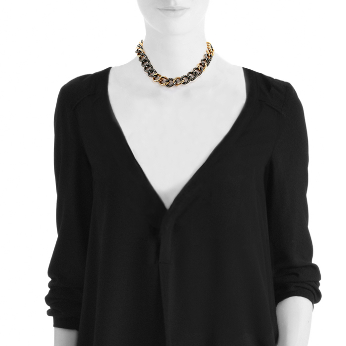 Pomellato Tango necklace in pink gold, silver and diamonds - Detail D1