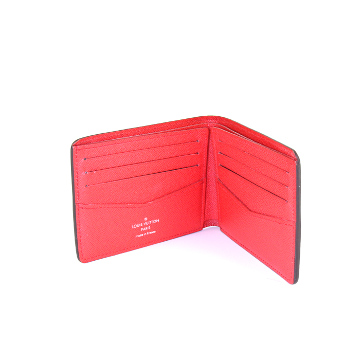 Portefeuille Louis Vuitton Louis Vuitton Editions Limitées en cuir épi rouge et blanc - Detail D1