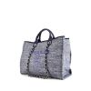 Shopping bag Chanel Deauville in tela blu e pelle blu - 00pp thumbnail