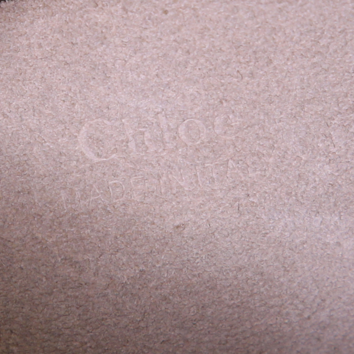 Chloé Nile shoulder bag in pink grained leather and pink suede - Detail D4