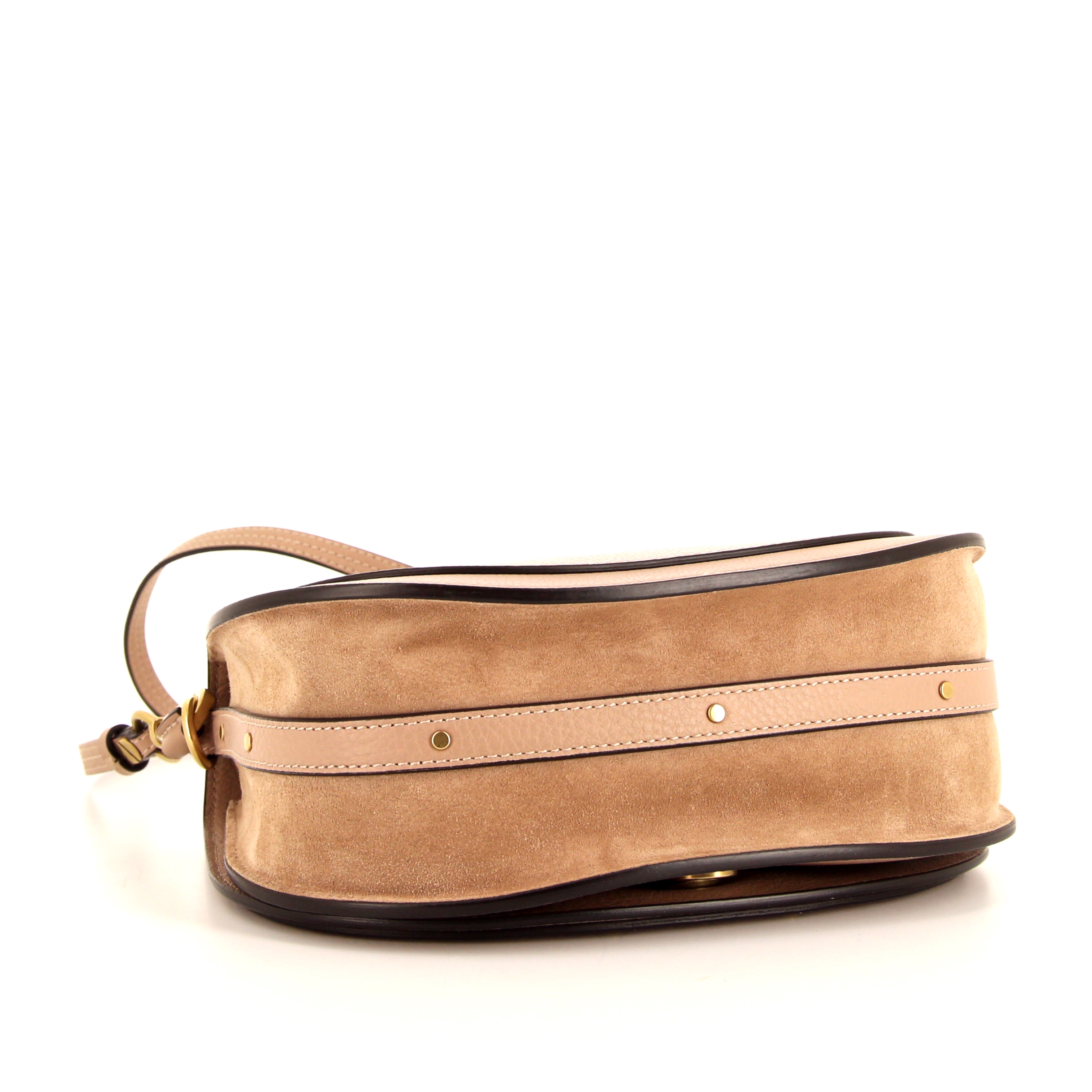 Chloé Nile shoulder bag in pink grained leather and pink suede - Detail D5