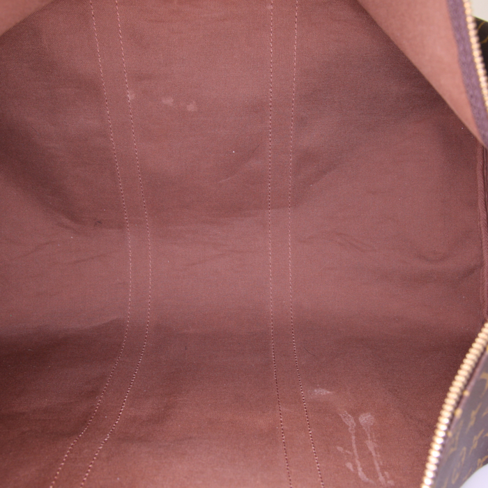 Louis Vuitton Keepall 50 cm travel bag in monogram canvas and natural leather - Detail D2