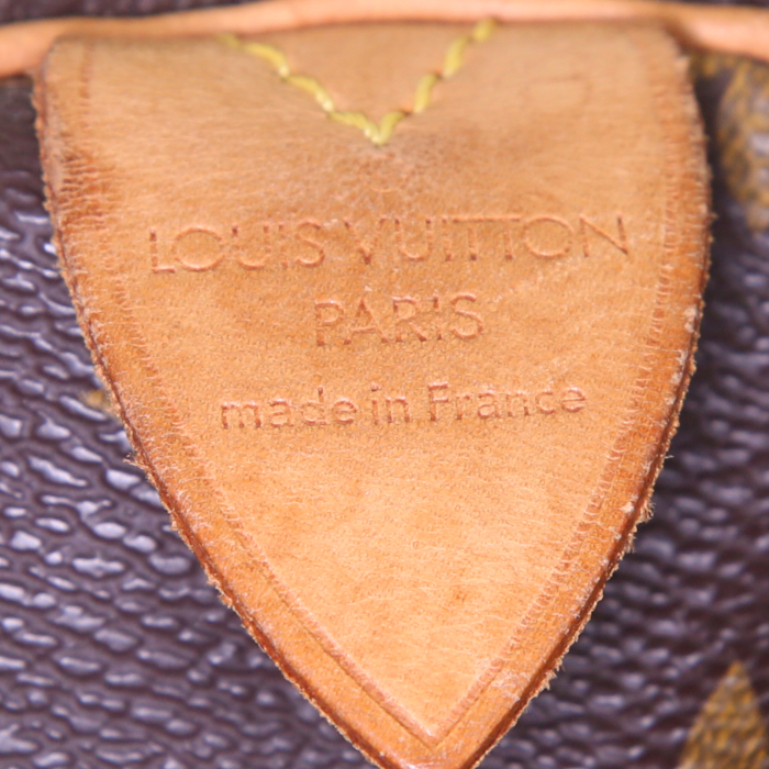 Bolsa de viaje Louis Vuitton Keepall 50 cm en lona Monogram y cuero natural - Detail D3