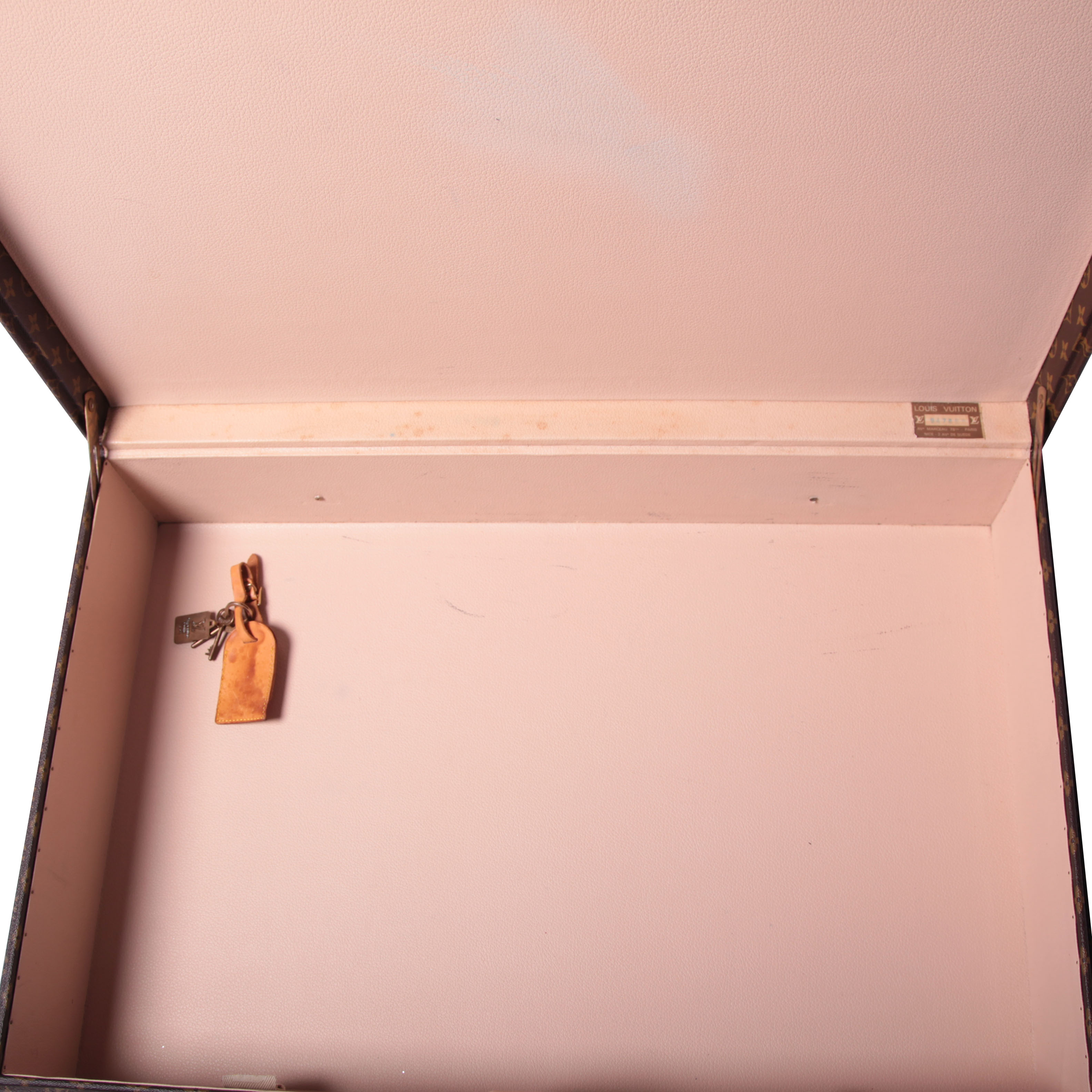 Louis Vuitton Bisten 70 suitcase in brown monogram canvas and brown lozine (vulcanised fibre) - Detail D2