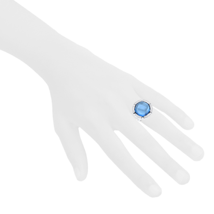 Bague Chaumet Class One Croisière grand modèle en or blanc,  topaze bleue et diamants - Detail D1