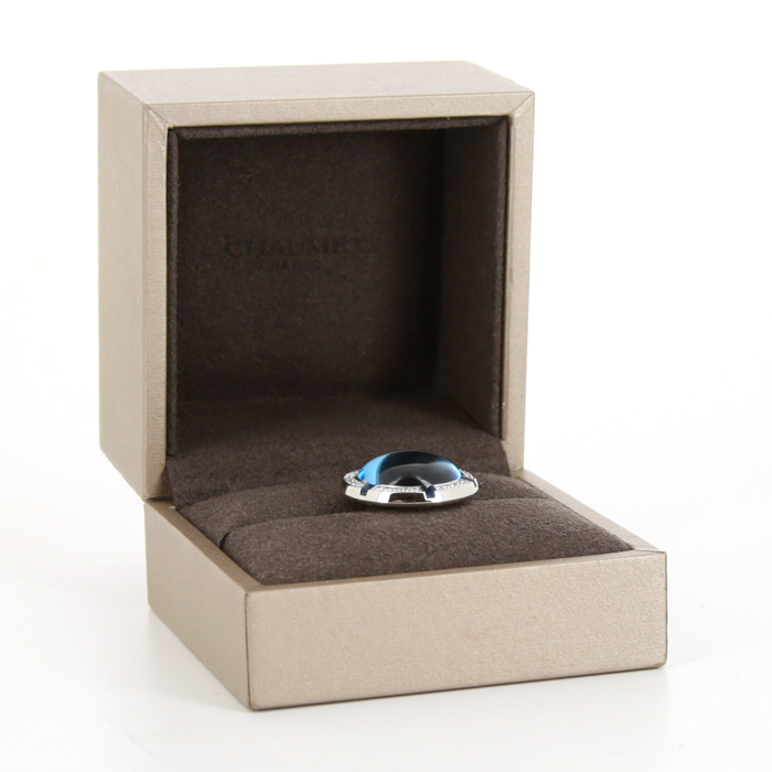 Bague Chaumet Class One Croisière grand modèle en or blanc,  topaze bleue et diamants - Detail D2