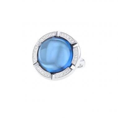 Bague Chaumet Class One Croisière grand modèle en or blanc,  topaze bleue et diamants