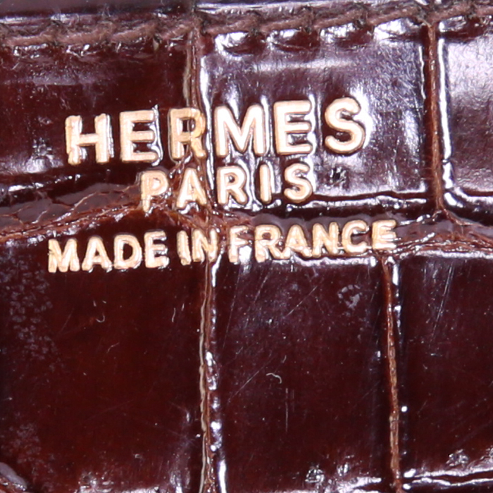Borsa Hermès Vintage in coccodrillo marino marrone - Detail D4