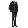 Hermès shopping bag in khaki canvas and brown leather - Detail D1 thumbnail