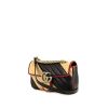 Bolso bandolera Gucci GG Marmont mini en cuero acolchado negro y beige y junco rojo - 00pp thumbnail