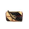 Borsa a tracolla Gucci GG Marmont mini in pelle trapuntata nera e beige con decori geometrici e profili rossi - 360 thumbnail