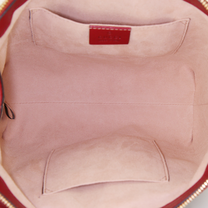 Sac à main Gucci Ophidia en daim bleu et cuir rouge - Detail D3