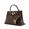 Hermes Kelly 28 cm handbag in dark brown box leather - 00pp thumbnail