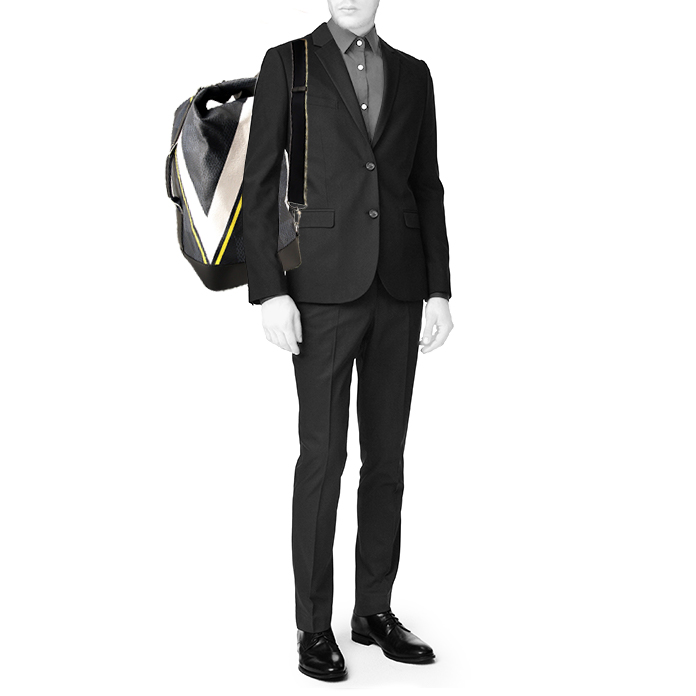 Louis Vuitton weekend bag in ebene damier canvas and black leather - Detail D1