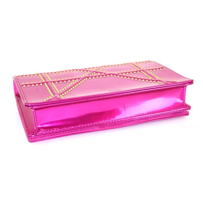 Dior Diorama mini shoulder bag in metallic pink leather - Detail D4