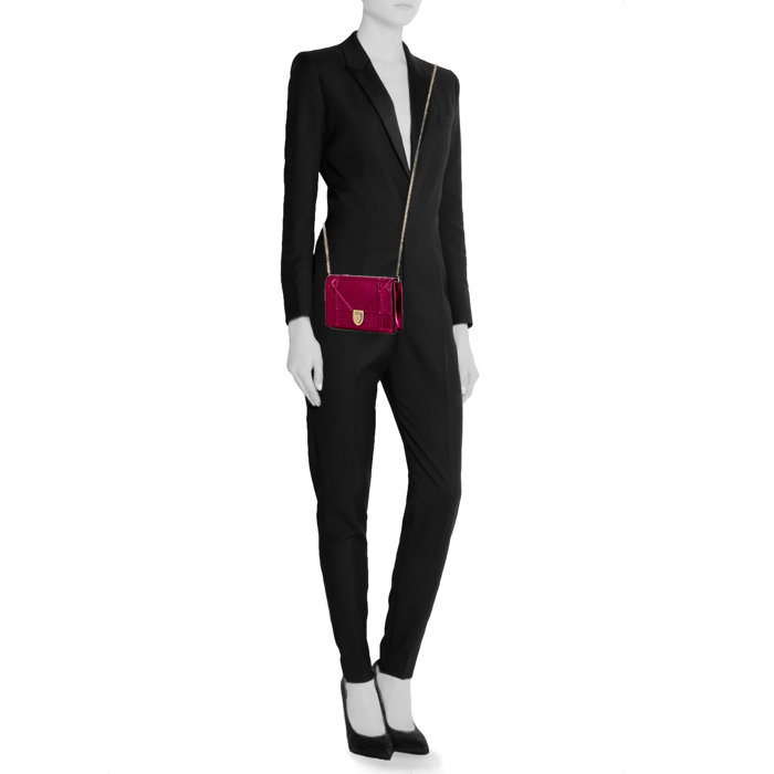 Borsa a tracolla Dior Diorama mini in pelle rosa metallizzata - Detail D1