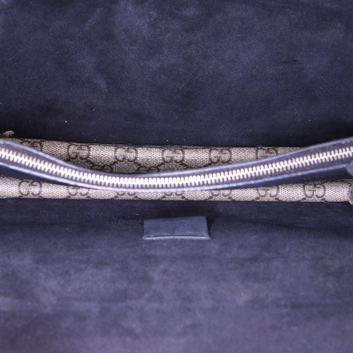 Bolso de mano Gucci Dionysus en lona Monogram revestida beige y ante negro - Detail D3