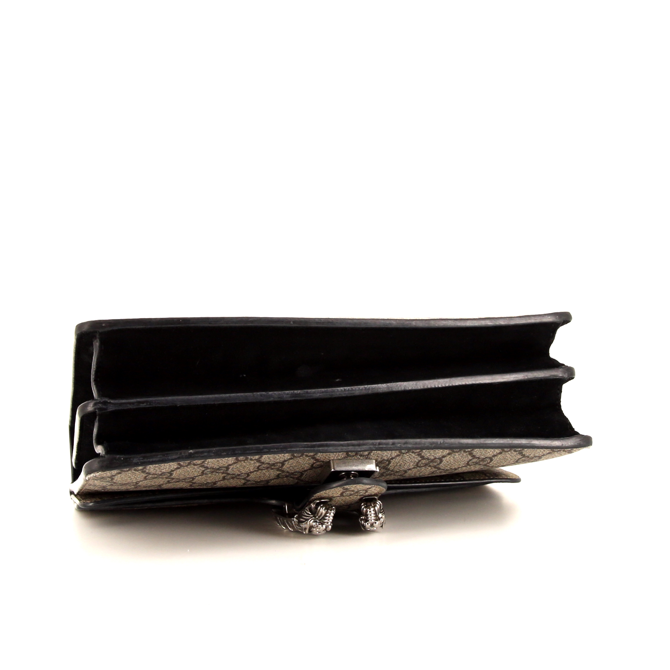 Gucci Dionysus handbag in beige monogram canvas and black suede - Detail D5