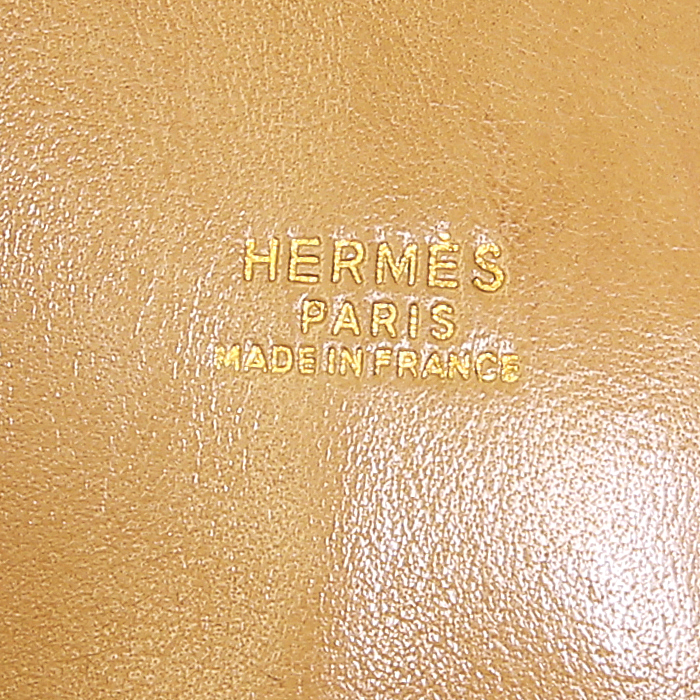 Hermes Bolide 35 cm handbag in gold Chamonix  leather - Detail D4