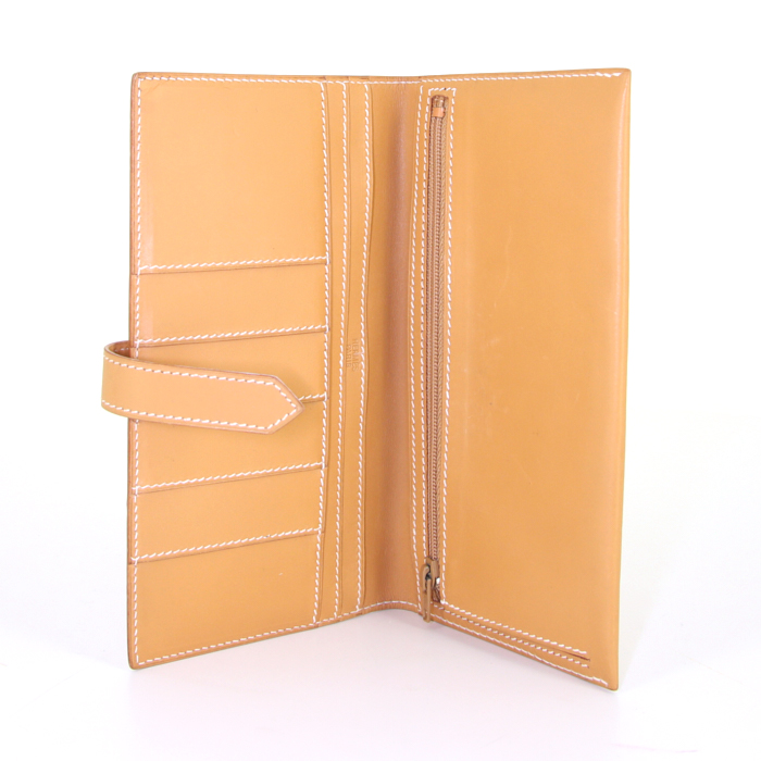 Billetera Hermès Béarn en cuero Chamonix color oro - Detail D2