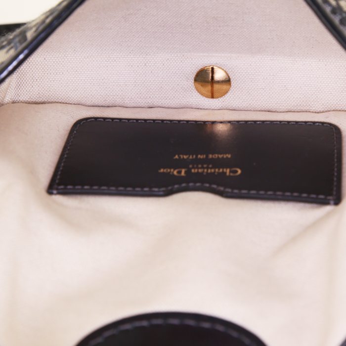 Pochette Dior Oblique in tessuto a monogramma Oblique blu e pelle blu - Detail D2