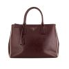 Prada Galleria medium model handbag in burgundy leather saffiano and white piping - 360 thumbnail