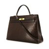 Hermes Kelly 35 cm handbag in brown ostrich leather - 00pp thumbnail