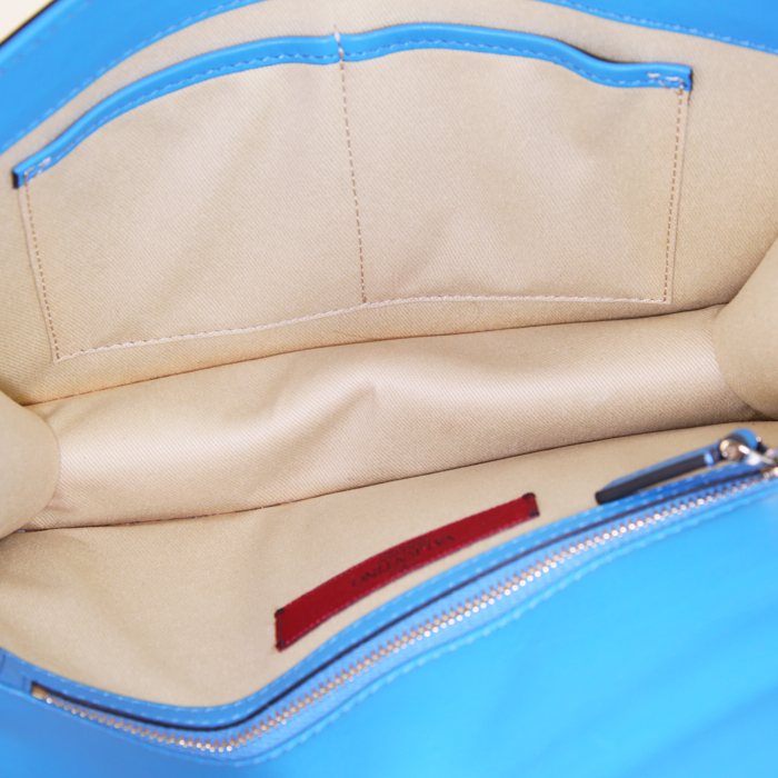 Sac bandoulière Valentino Rockstud Lock en cuir bleu - Detail D3