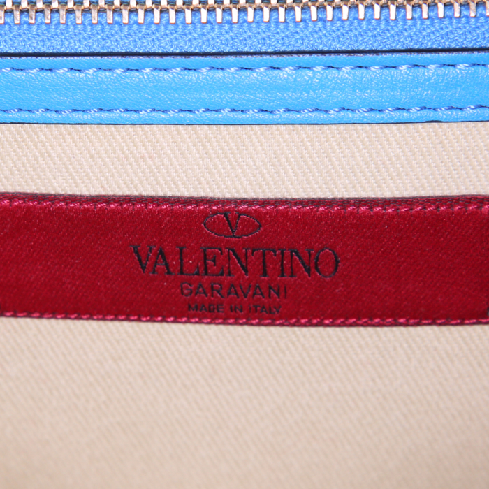 Bolso bandolera Valentino Rockstud Lock en cuero azul - Detail D4