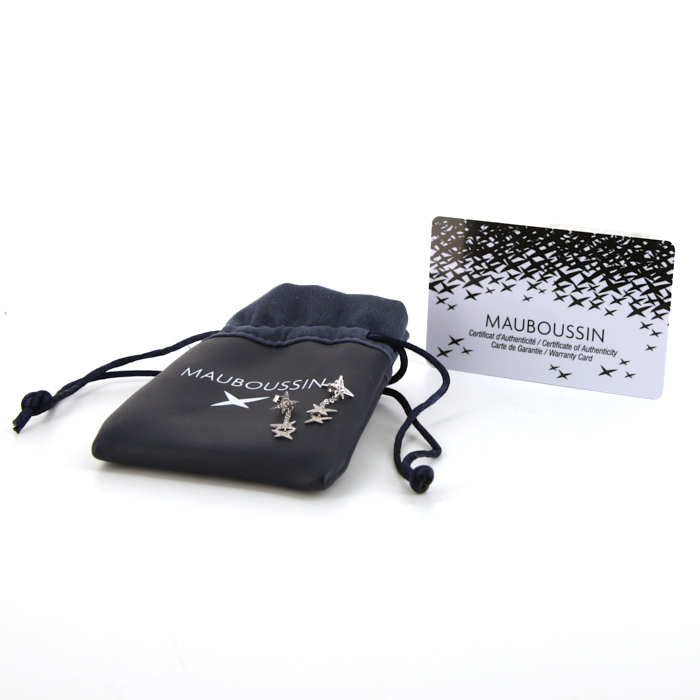 Paire de boucles d'oreilles Mauboussin Star For Ever en or blanc et diamants - Detail D2