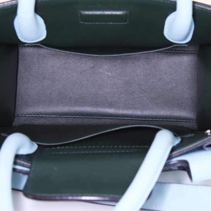 Sac bandoulière Dior Diorever petit en poulain vert-foncé et cuir bleu - Detail D3