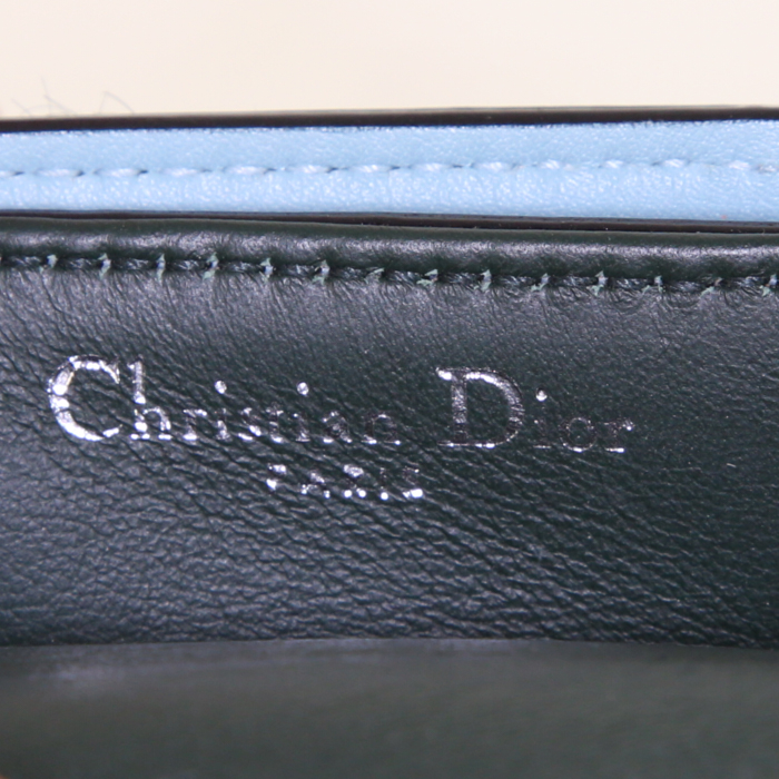 Borsa a tracolla Dior Diorever piccola in puledro verde scuro e pelle blu - Detail D4