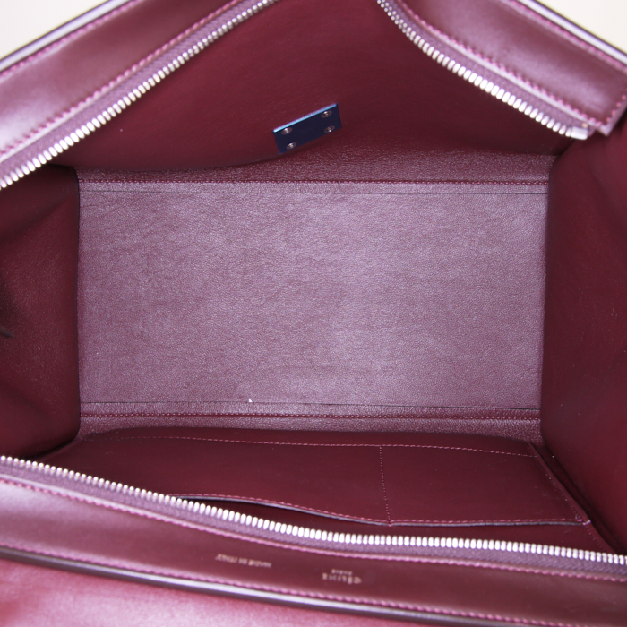 Celine Trapeze medium model handbag in red python and burgundy leather - Detail D3