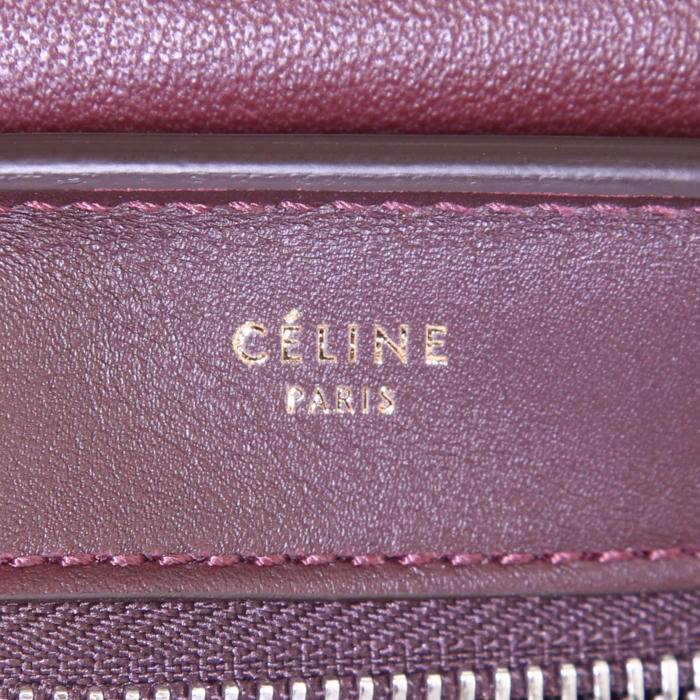 Celine Trapeze medium model handbag in red python and burgundy leather - Detail D4