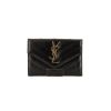 Billetera Saint Laurent en cuero acolchado con motivos de espigas negro - 360 thumbnail