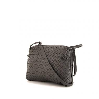 Bolso bandolera Bottega Veneta en cuero intrecciato gris