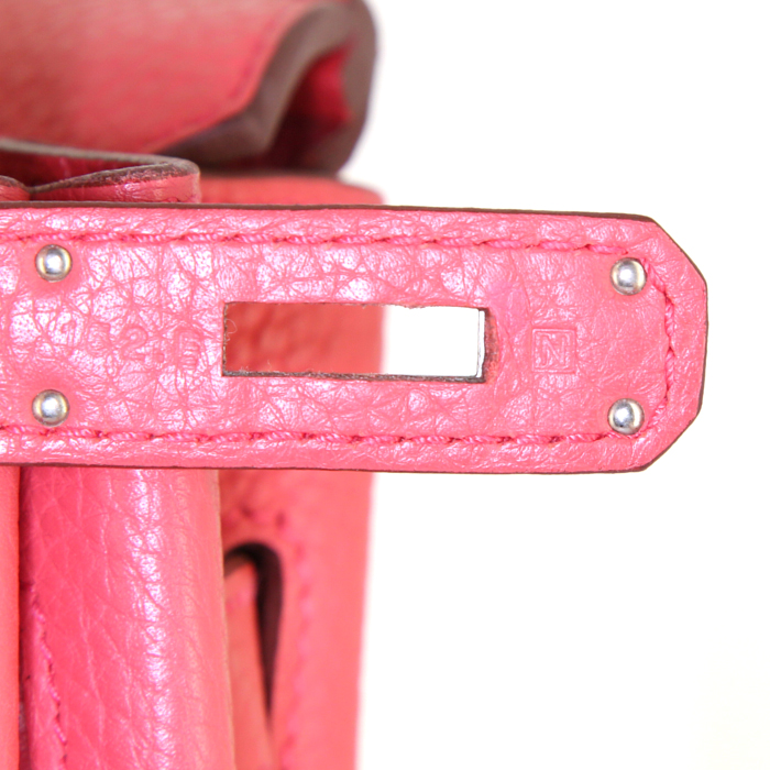 Borsa Hermes Birkin 35 cm in pelle togo rosa Jaipur - Detail D4